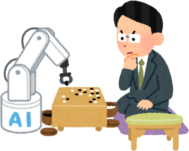 Illustration of a Professional Go Player Competing with Artificial Intelligence